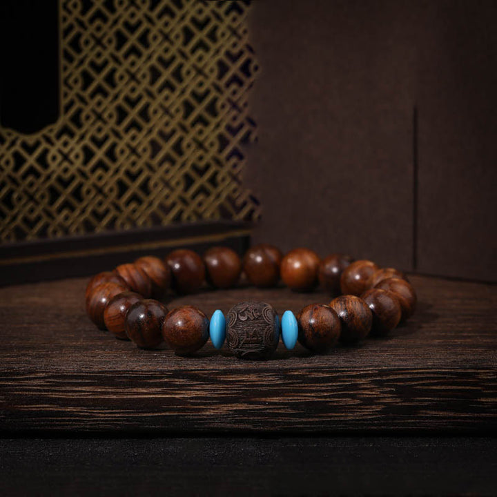 Buddha Stones Naturales rundes Armband aus Rosenholzperlen