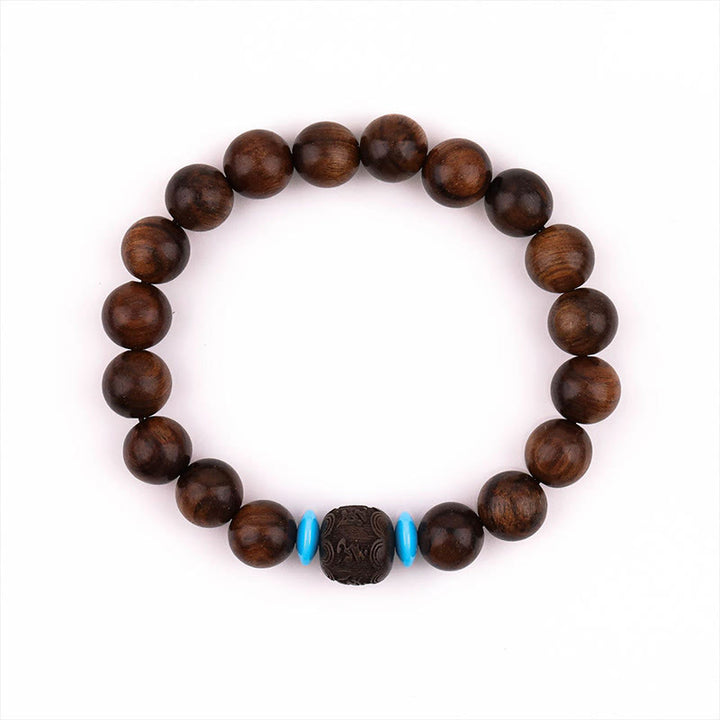 Buddha Stones Naturales rundes Armband aus Rosenholzperlen