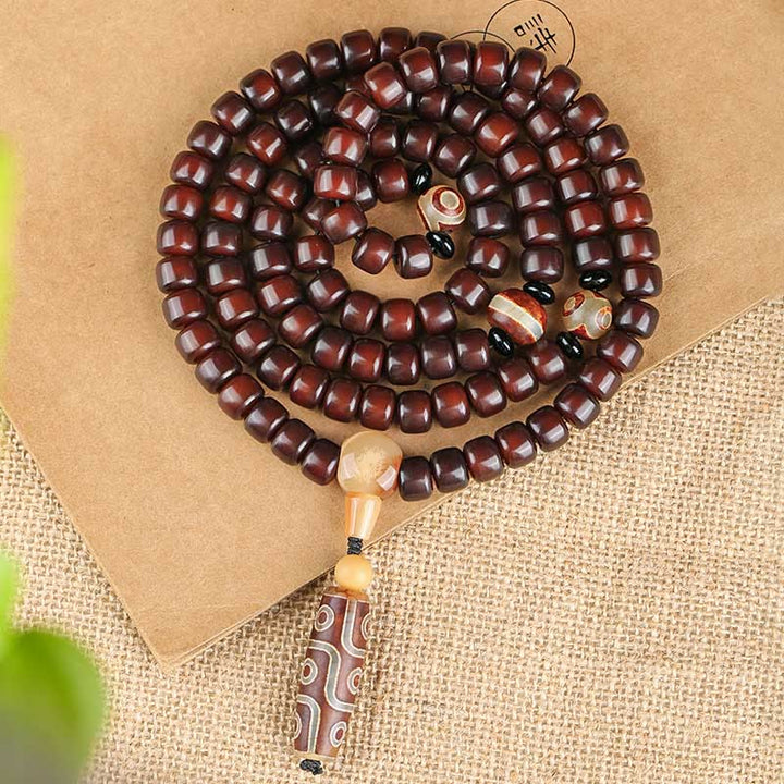 Buddha Stones 108 Mala Perlen Dreiäugige Dzi Perle Neunäugige Dzi Perle Jade Glücksarmband