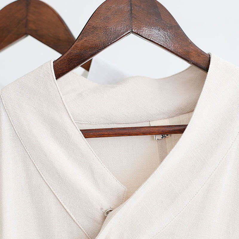 Buddha Stones 2 Stück V-Ausschnitt Herren Langarmhemd Oberteil Hose Meditations- Zen- Tai Chi Baumwoll-Leinen Kleidung Set - image 16