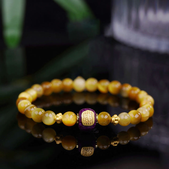 Buddha Stones Tigerauge Perlen Glücksschutz Armband