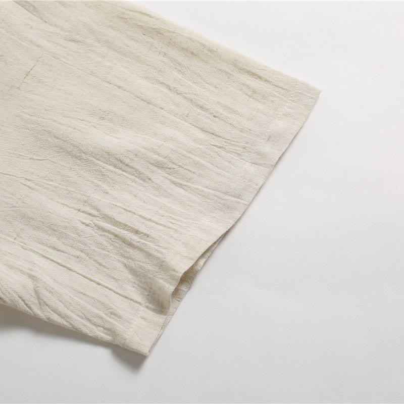 Buddha Stones Herren Leinen-T-Shirt mit Rundhalsausschnitt in Einheitsfarbe - image 21