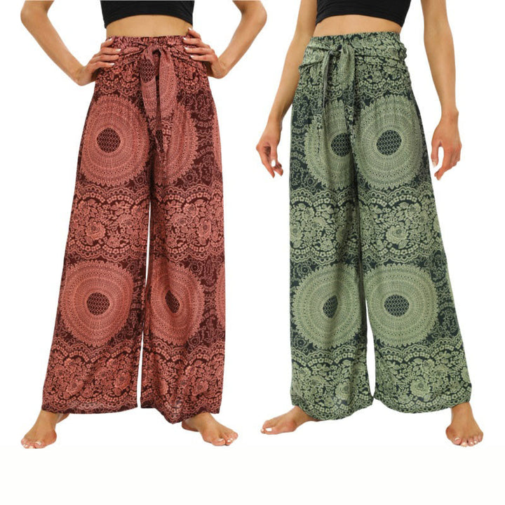 Buddha Stones Boho-Schnürsenkel-Weithose Damen-Yogahose