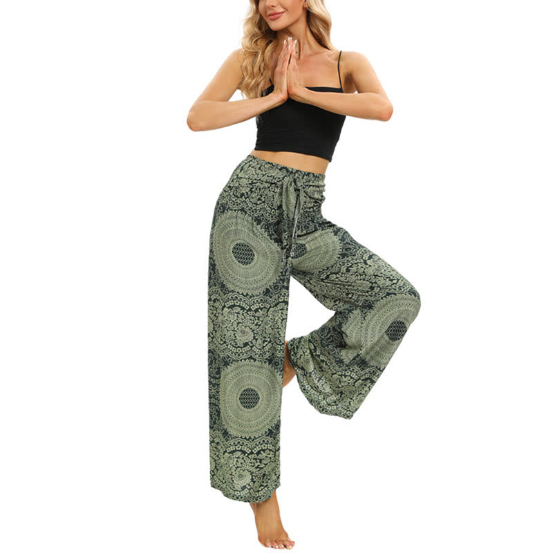 Buddha Stones Boho-Schnürsenkel-Weithose Damen-Yogahose