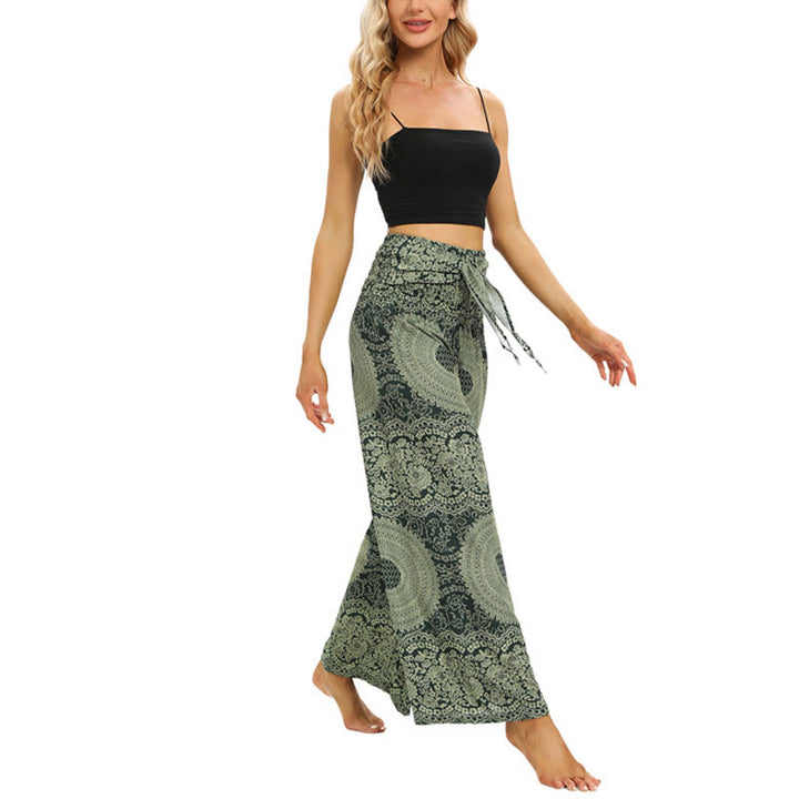 Buddha Stones Boho-Schnürsenkel-Weithose Damen-Yogahose