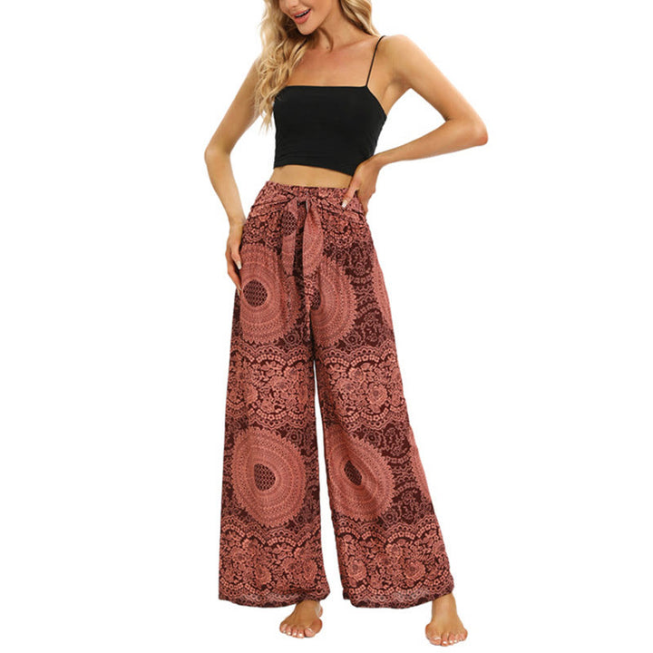 Buddha Stones Boho-Schnürsenkel-Weithose Damen-Yogahose