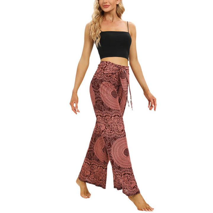 Buddha Stones Boho-Schnürsenkel-Weithose Damen-Yogahose