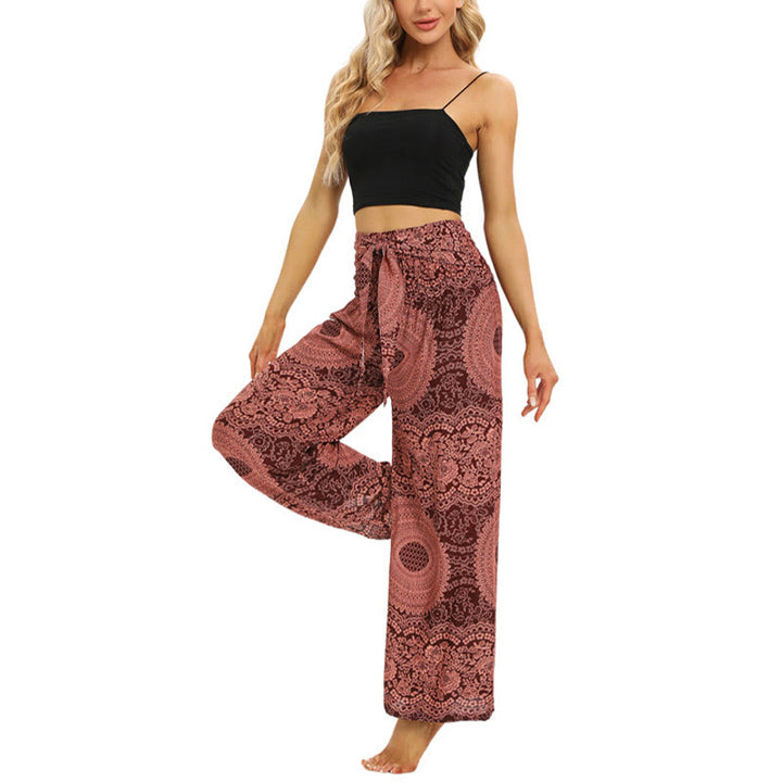 Buddha Stones Boho-Schnürsenkel-Weithose Damen-Yogahose