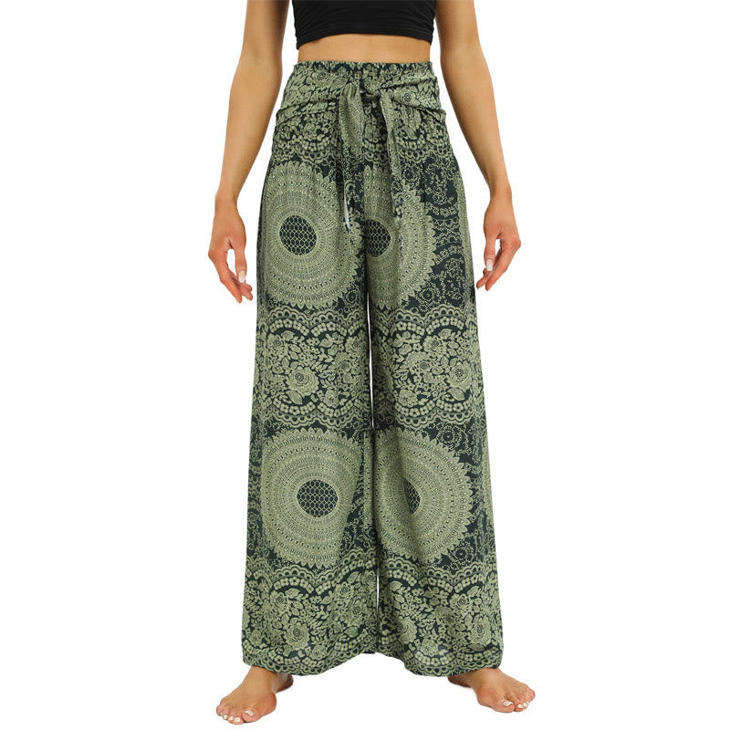 Buddha Stones Boho-Schnürsenkel-Weithose Damen-Yogahose - DunkelMeergrün - US2-12， UK/AU6-16，EU34-44 (F) - image 8