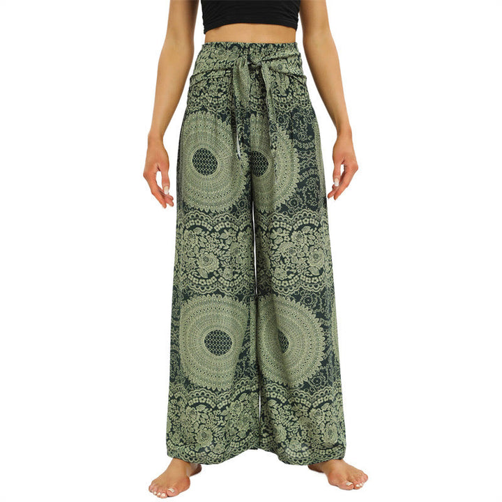 Buddha Stones Boho-Schnürsenkel-Weithose Damen-Yogahose - DunkelMeergrün - US2-12， UK/AU6-16，EU34-44 (F) - image 8