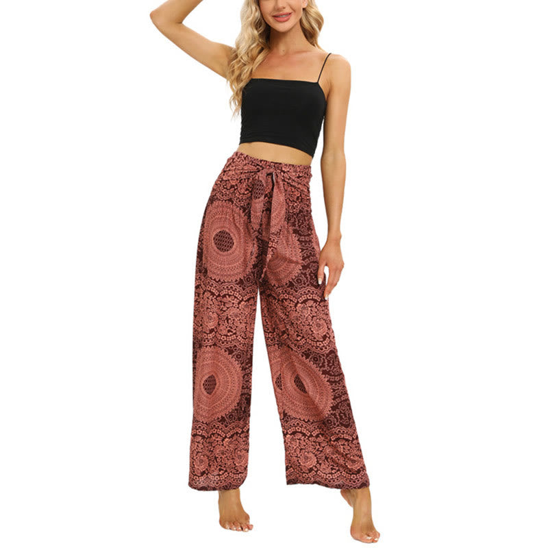 Buddha Stones Boho-Schnürsenkel-Weithose Damen-Yogahose