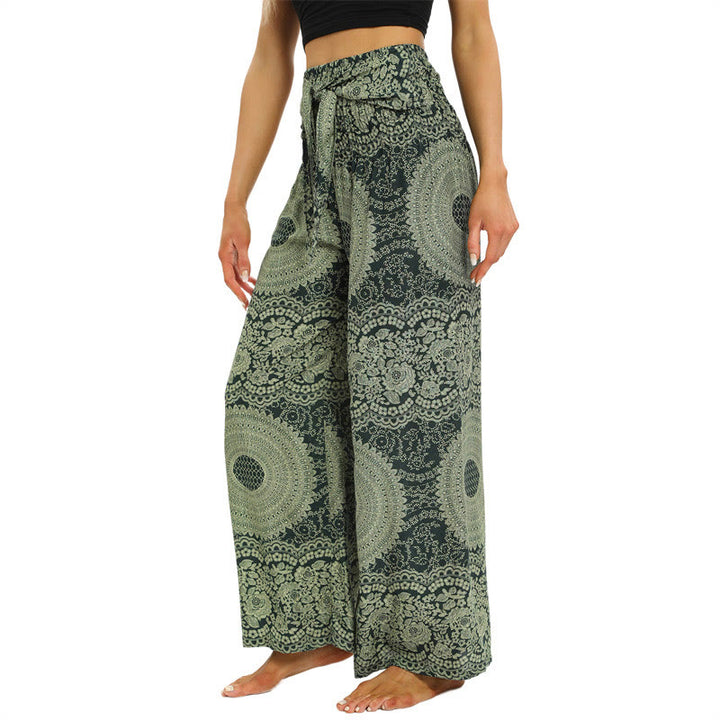 Buddha Stones Boho-Schnürsenkel-Weithose Damen-Yogahose