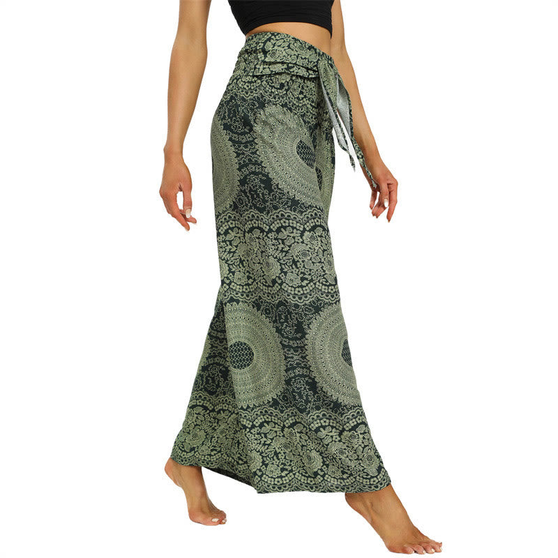 Buddha Stones Boho-Schnürsenkel-Weithose Damen-Yogahose