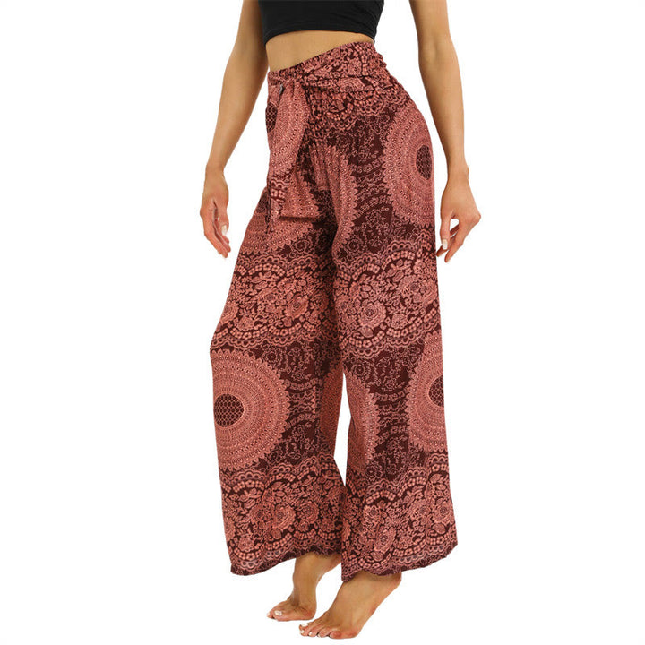 Buddha Stones Boho-Schnürsenkel-Weithose Damen-Yogahose