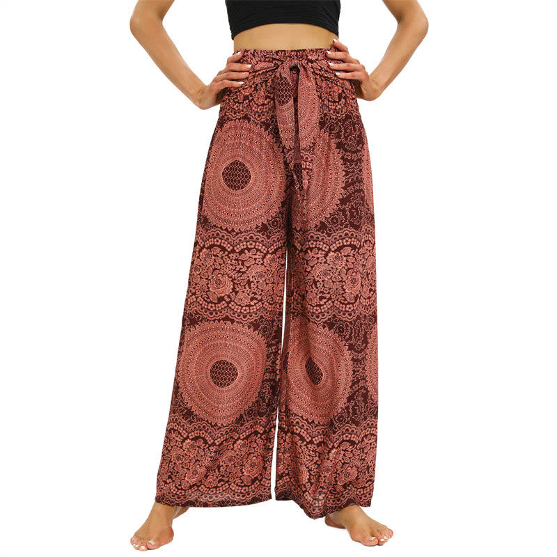 Buddha Stones Boho-Schnürsenkel-Weithose Damen-Yogahose - Hellkoralle - US2-12， UK/AU6-16，EU34-44 (F) - image 1