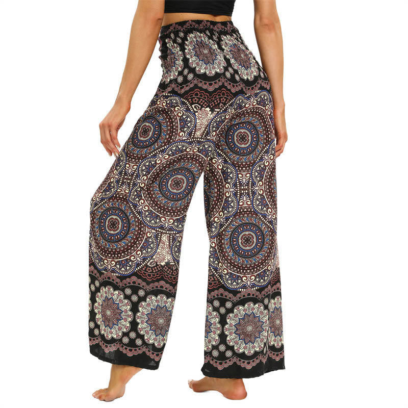 Buddha Stones Boho Mandala Print Schnürung Weit Bein Hosen Frauen Yoga Hosen - image 3