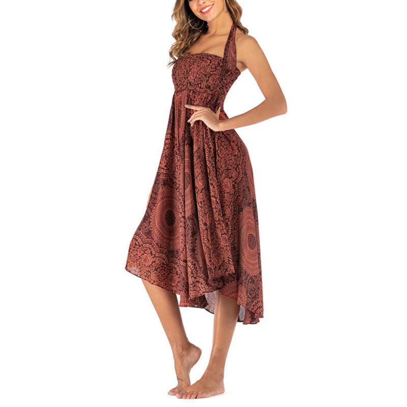 Buddha Stones Zwei Stil Tragen Boho Kompass Rose Blume Rock Kleid