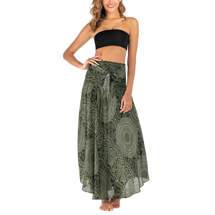 Buddha Stones Zwei Stil Tragen Boho Kompass Rose Blume Rock Kleid