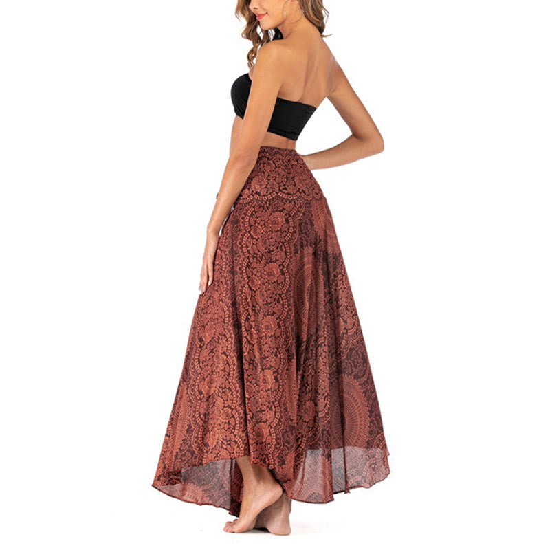 Buddha Stones Zwei Stil Tragen Boho Kompass Rose Blume Rock Kleid