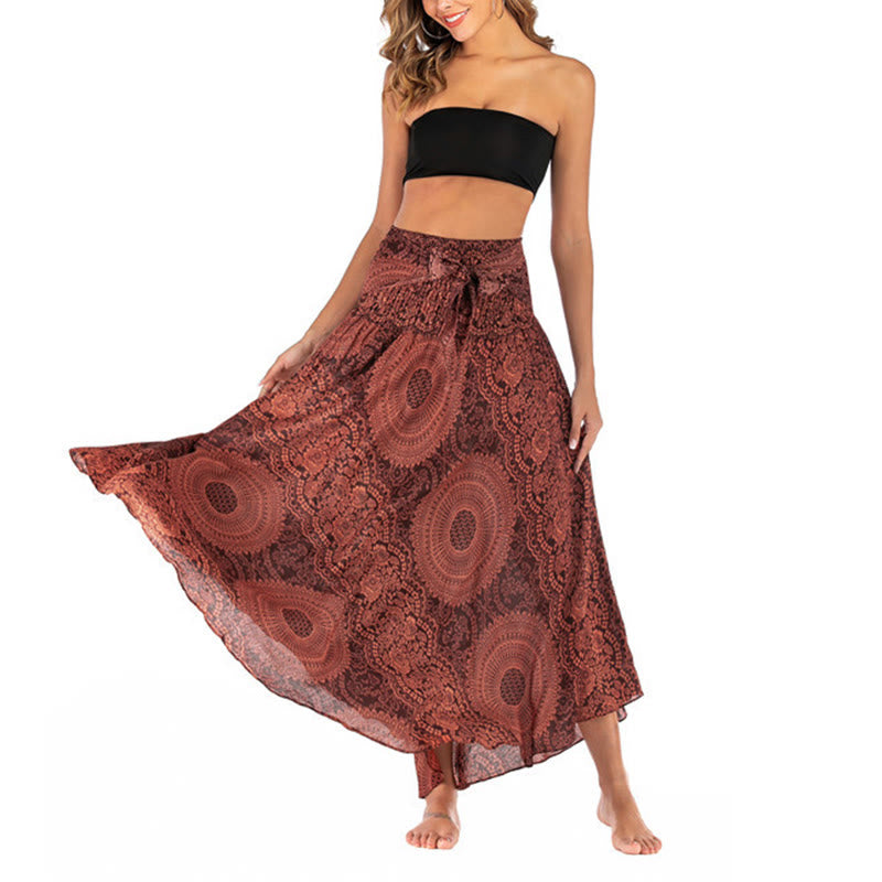 Buddha Stones Zwei Stil Tragen Boho Kompass Rose Blume Rock Kleid