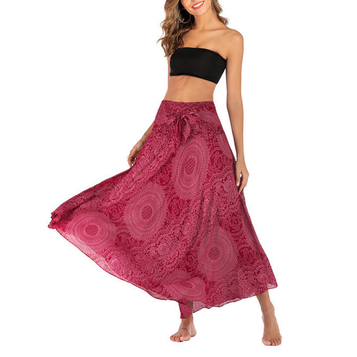 Buddha Stones Zwei Stil Tragen Boho Kompass Rose Blume Rock Kleid