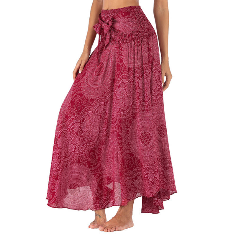 Buddha Stones Zwei Stil Tragen Boho Kompass Rose Blume Rock Kleid