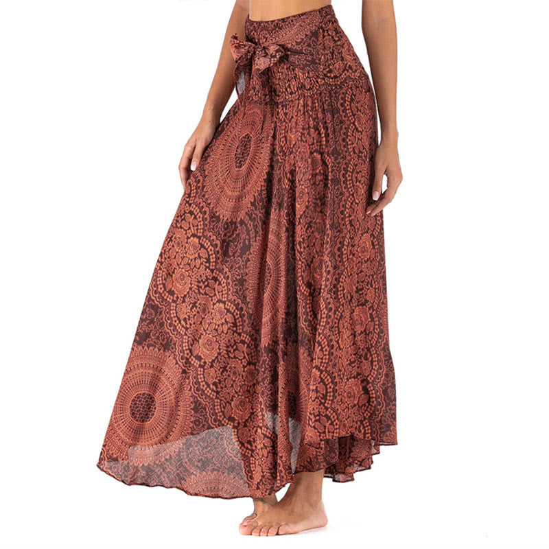 Buddha Stones Zwei Stil Tragen Boho Kompass Rose Blume Rock Kleid