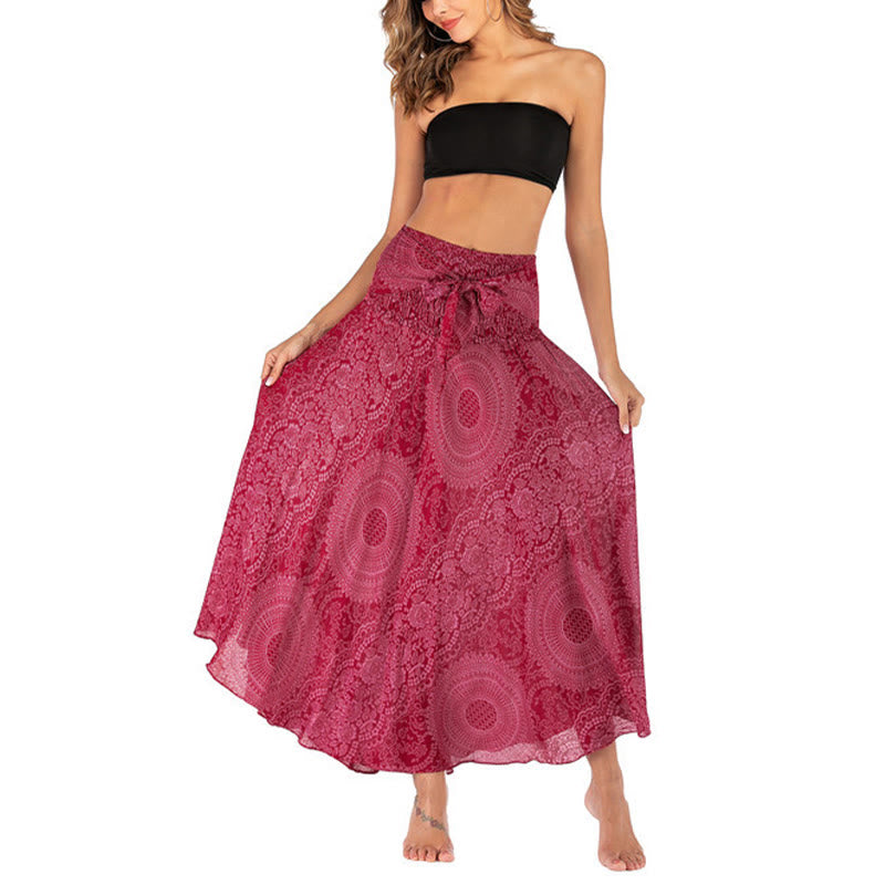 Buddha Stones Zwei Stil Tragen Boho Kompass Rose Blume Rock Kleid