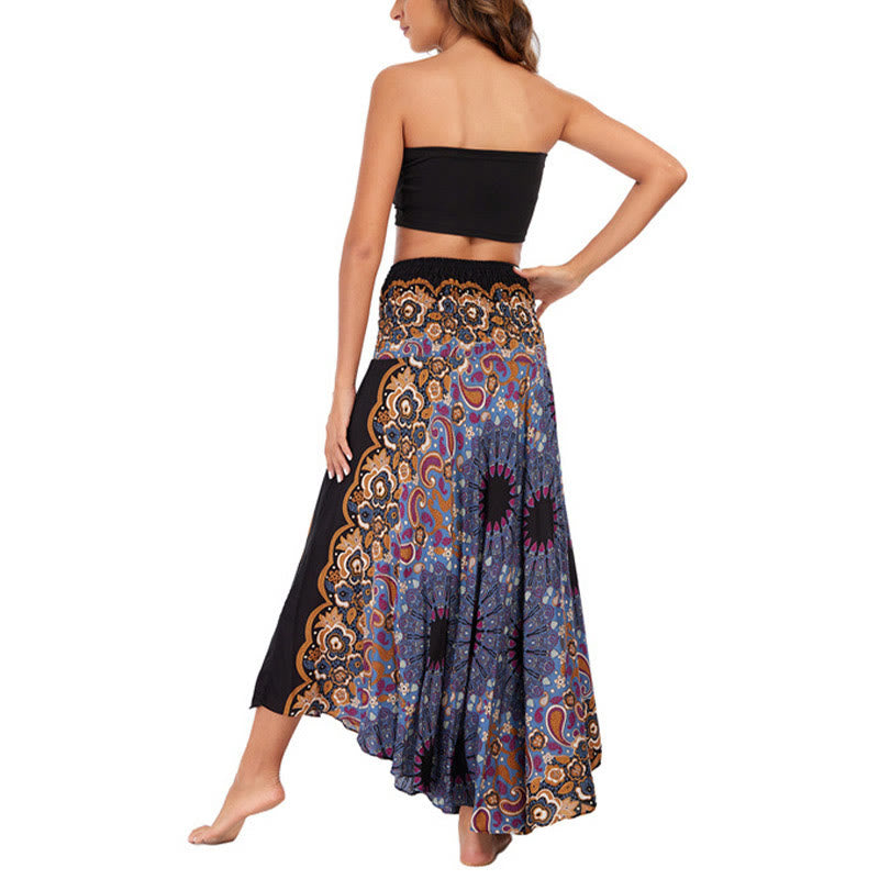 Buddha Stones Zwei Stil tragen Boho Mandala Blumen Wassertropfen Schnürrock Kleid