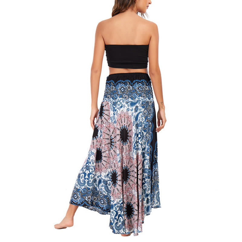 Buddha Stones Zwei Stil tragen Boho Mandala Blumen Wassertropfen Schnürrock Kleid - image 12