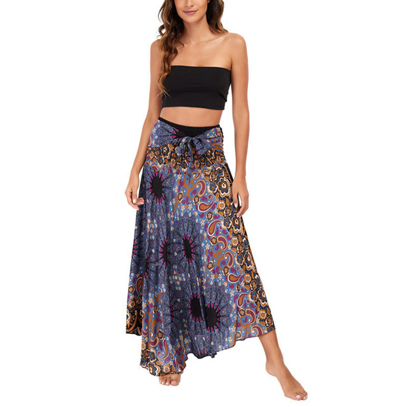 Buddha Stones Zwei Stil tragen Boho Mandala Blumen Wassertropfen Schnürrock Kleid - image 16