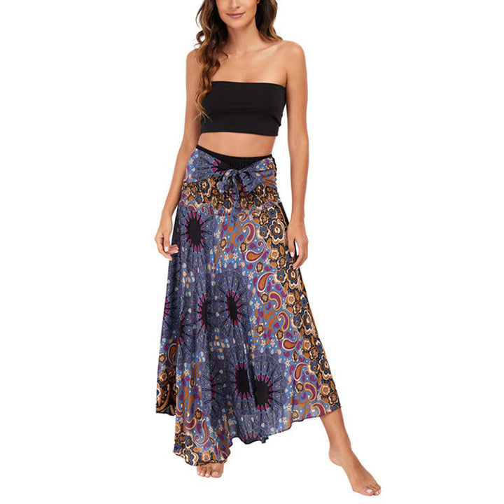 Buddha Stones Zwei Stil tragen Boho Mandala Blumen Wassertropfen Schnürrock Kleid - image 16