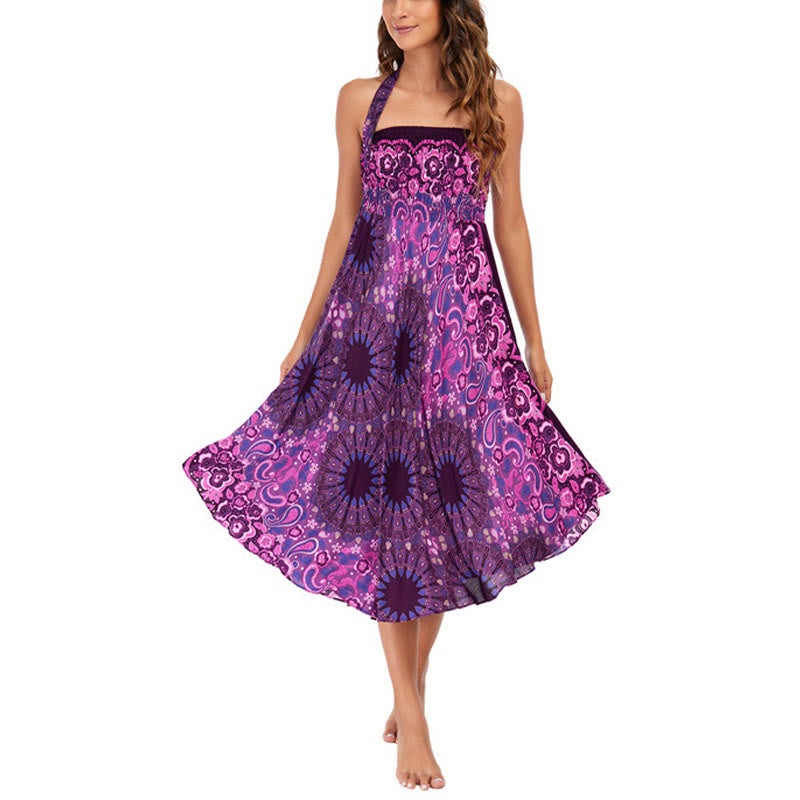 Buddha Stones Zwei Stil tragen Boho Mandala Blumen Wassertropfen Schnürrock Kleid - image 7