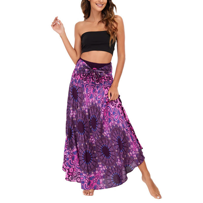 Buddha Stones Zwei Stil tragen Boho Mandala Blumen Wassertropfen Schnürrock Kleid - image 3