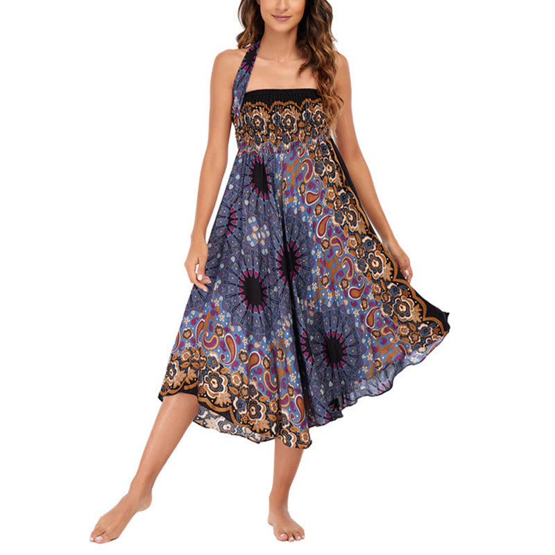 Buddha Stones Zwei Stil tragen Boho Mandala Blumen Wassertropfen Schnürrock Kleid - image 17