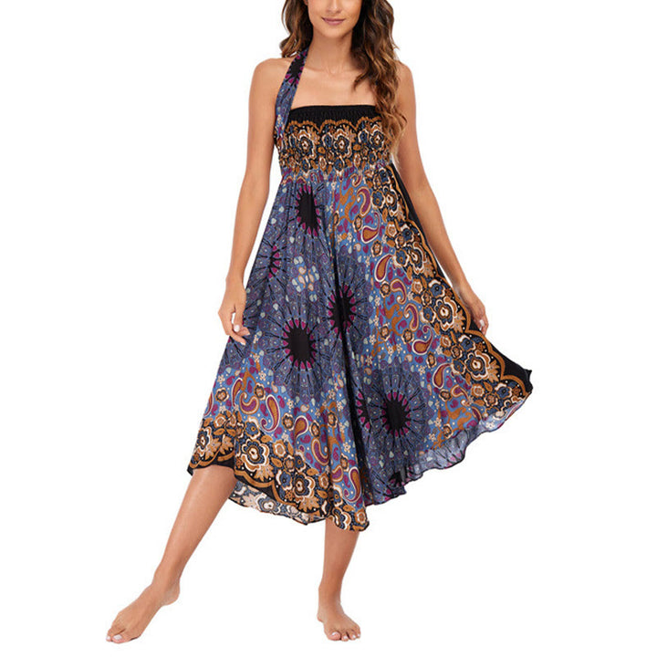 Buddha Stones Zwei Stil tragen Boho Mandala Blumen Wassertropfen Schnürrock Kleid - image 17