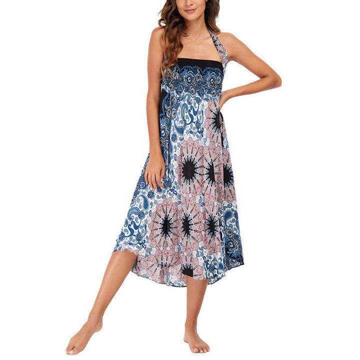 Buddha Stones Zwei Stil tragen Boho Mandala Blumen Wassertropfen Schnürrock Kleid - image 13
