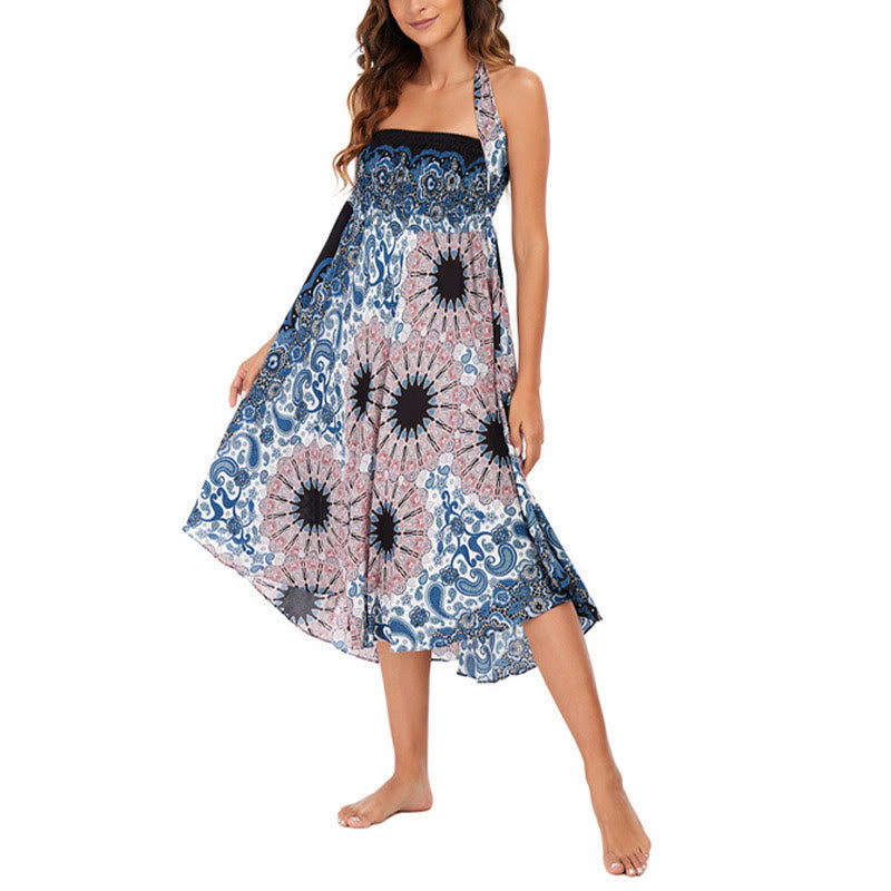 Buddha Stones Zwei Stil tragen Boho Mandala Blumen Wassertropfen Schnürrock Kleid - image 10