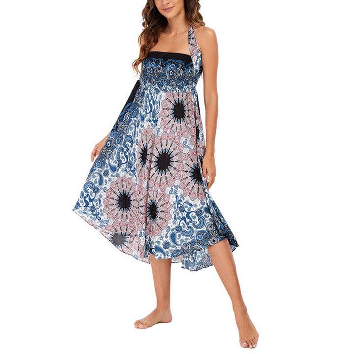 Buddha Stones Zwei Stil tragen Boho Mandala Blumen Wassertropfen Schnürrock Kleid - image 10