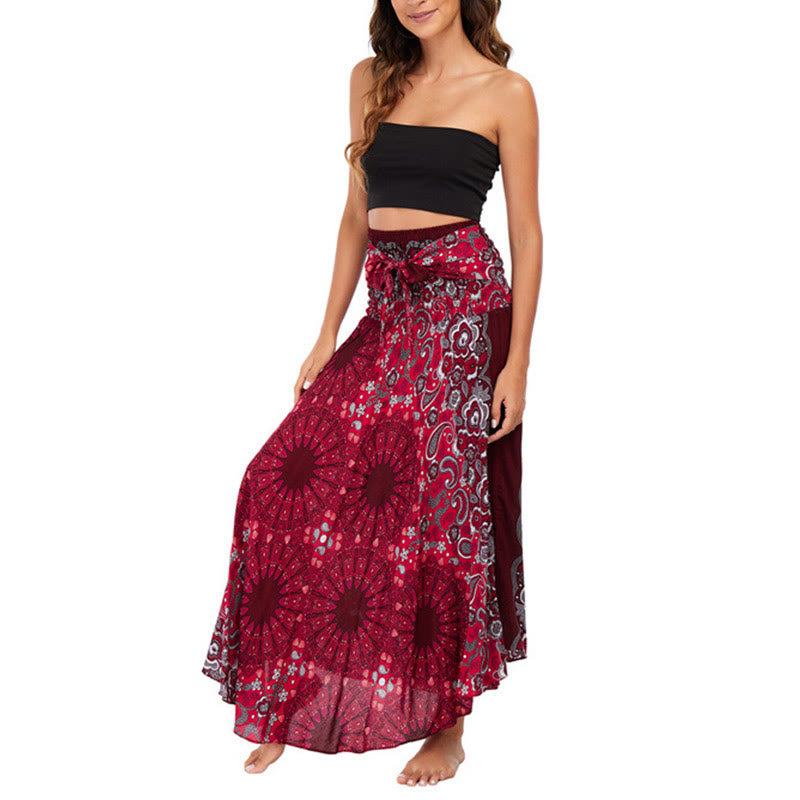 Buddha Stones Zwei Stil tragen Boho Mandala Blumen Wassertropfen Schnürrock Kleid - image 23