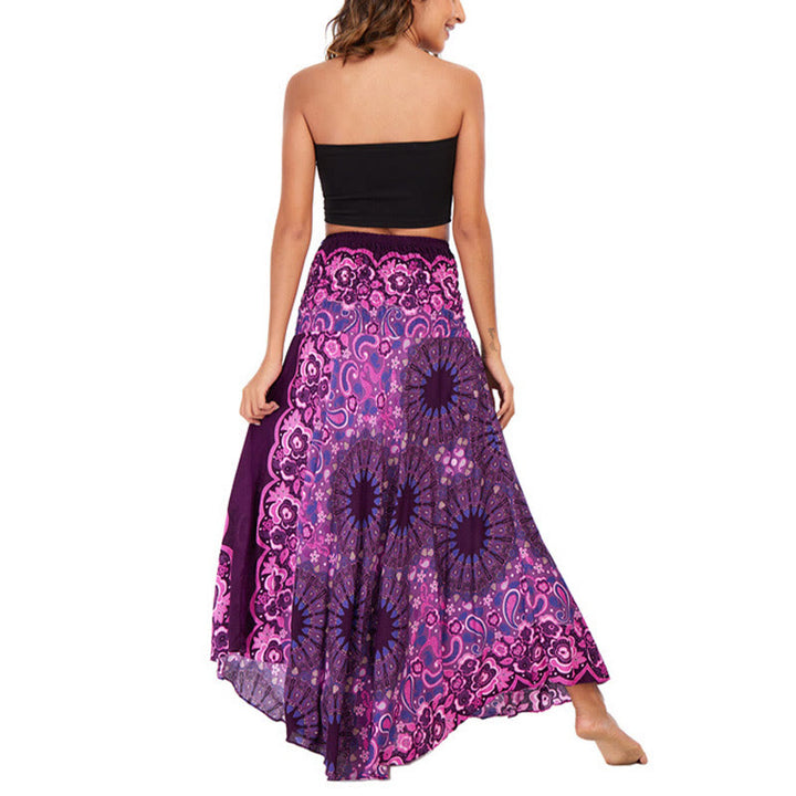 Buddha Stones Zwei Stil tragen Boho Mandala Blumen Wassertropfen Schnürrock Kleid - image 4