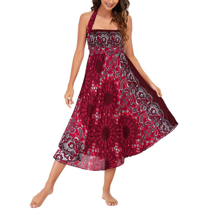 Buddha Stones Zwei Stil tragen Boho Mandala Blumen Wassertropfen Schnürrock Kleid - image 24