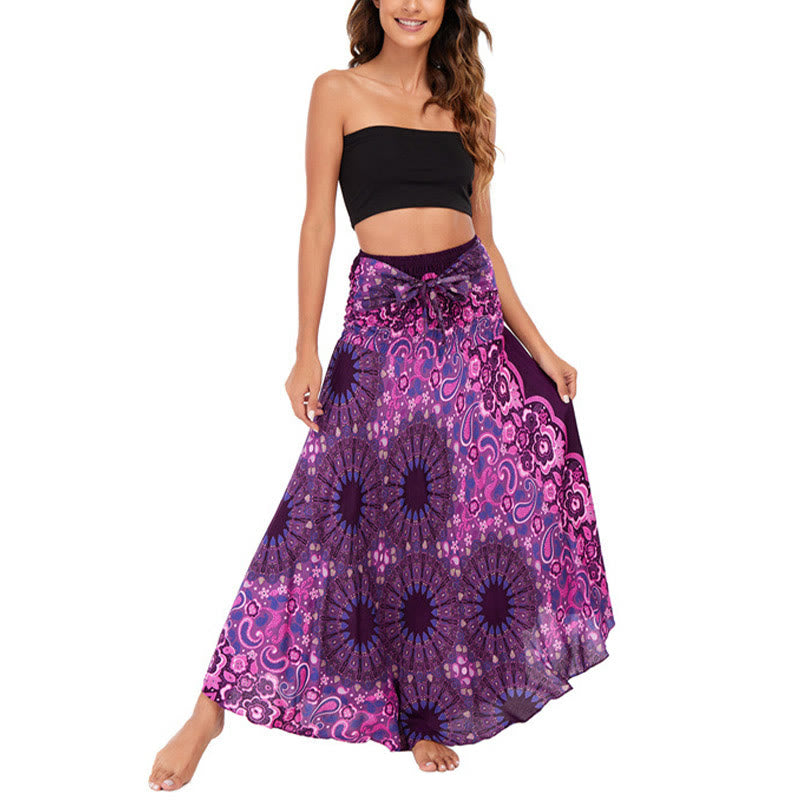 Buddha Stones Zwei Stil tragen Boho Mandala Blumen Wassertropfen Schnürrock Kleid - image 1