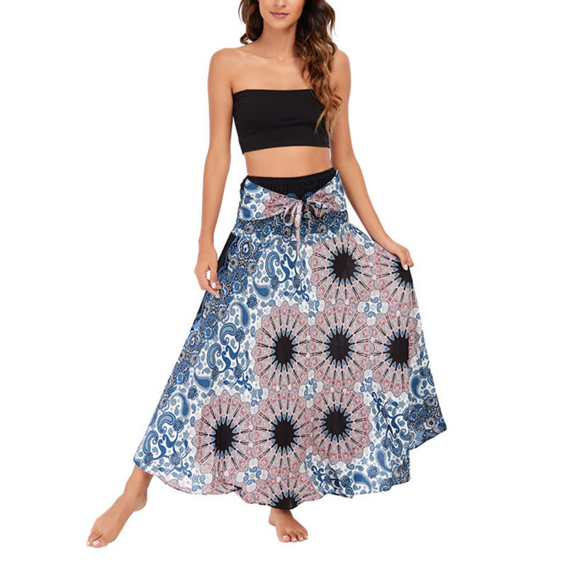 Buddha Stones Zwei Stil tragen Boho Mandala Blumen Wassertropfen Schnürrock Kleid - image 9