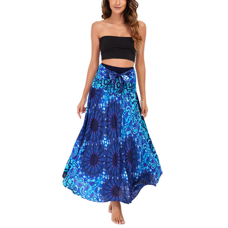 Buddha Stones Zwei Stil tragen Boho Mandala Blumen Wassertropfen Schnürrock Kleid - image 29