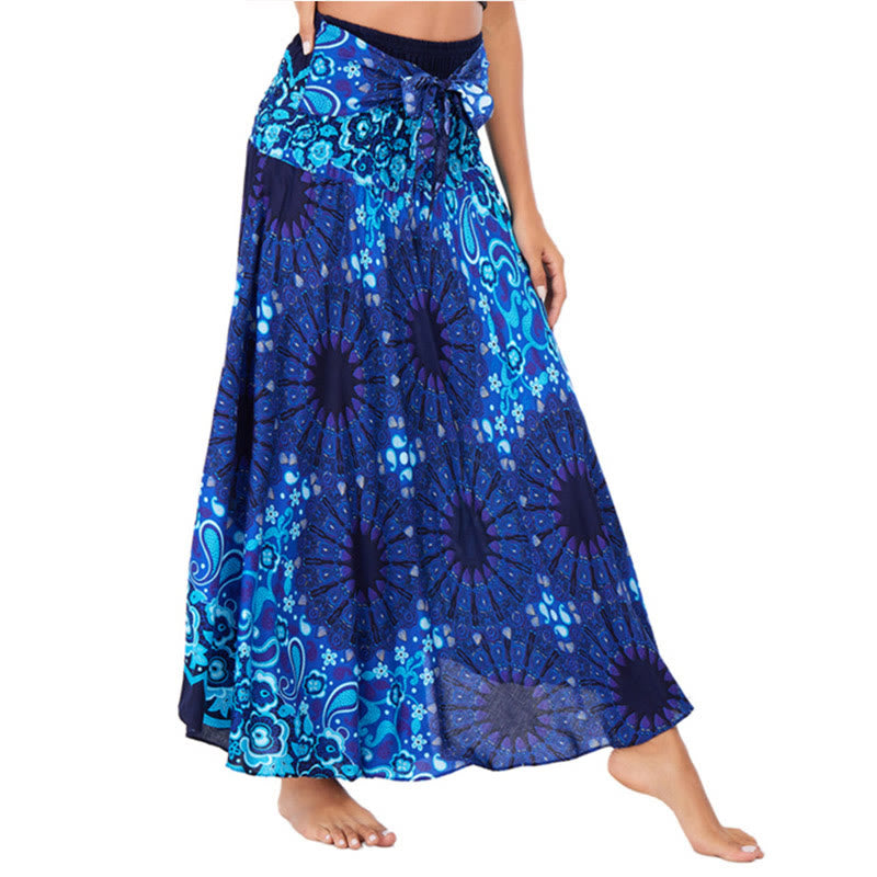 Buddha Stones Zwei Stil tragen Boho Mandala Blumen Wassertropfen Schnürrock Kleid - DodgerBlue - US4-12， UK/AU8-16，EU36-44 (F) - image 28