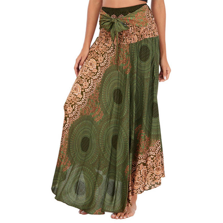 Buddha Stones Zwei Stilwear Bohemian Kompass Rose Blume Schnürrock Kleid