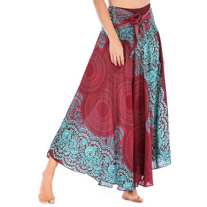 Buddha Stones Zwei Stilwear Bohemian Kompass Rose Blume Schnürrock Kleid