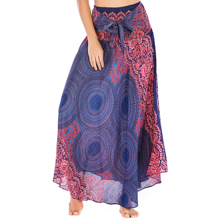 Buddha Stones Zwei Stilwear Bohemian Kompass Rose Blume Schnürrock Kleid