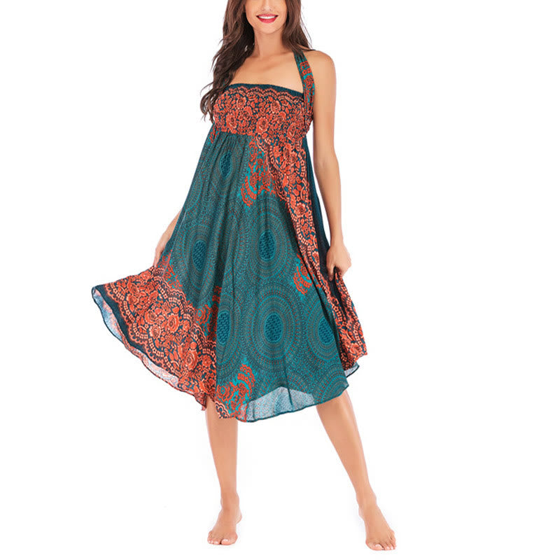 Buddha Stones Zwei Stilwear Bohemian Kompass Rose Blume Schnürrock Kleid - image 2